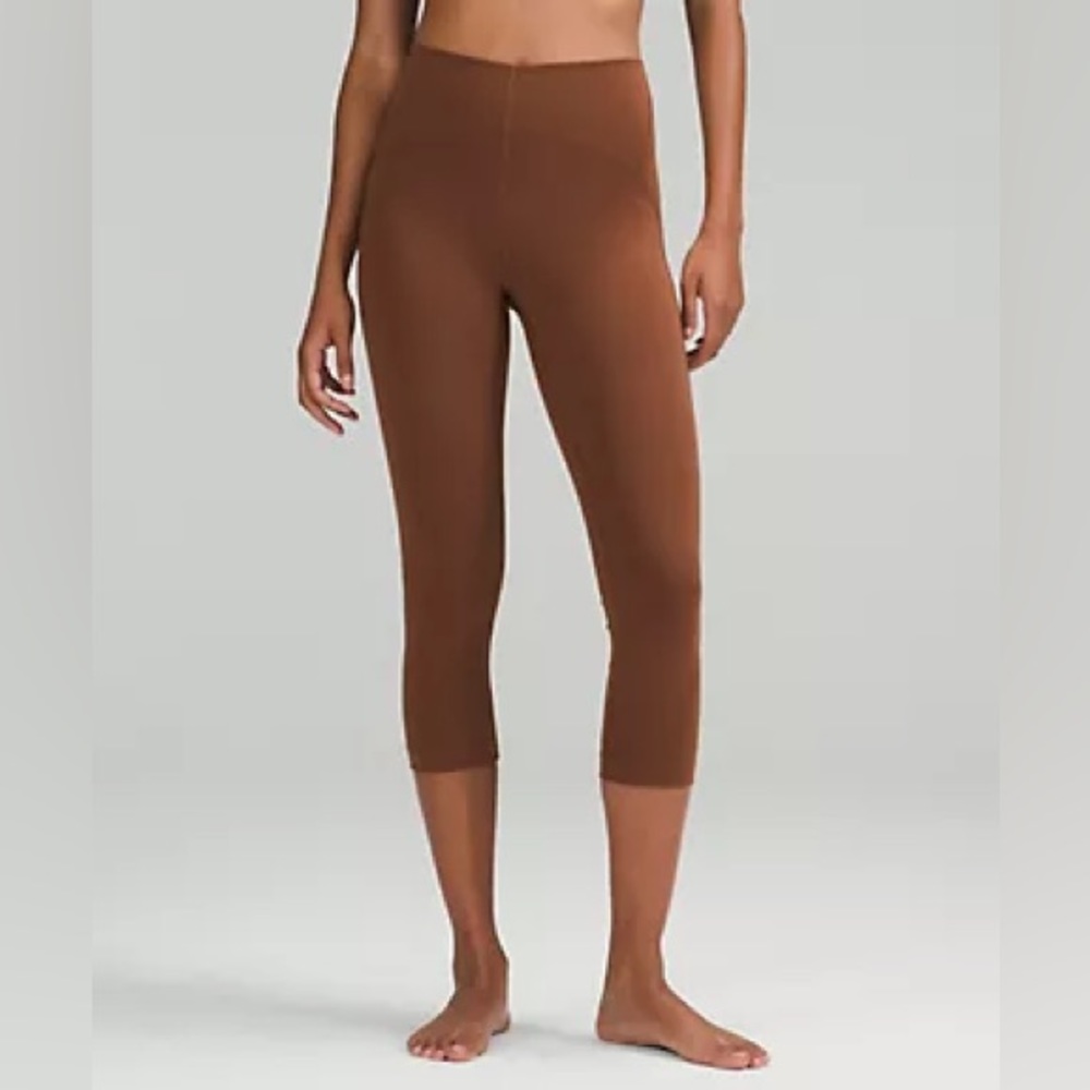 Lululemon Instill High Rise Crop Brown Leggings 21” size 10